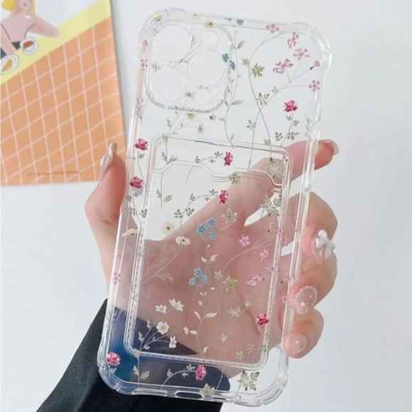 Accessories - ⚠️Clearance🌟iPhone 14/Pro/Pro Max Clear Floral Phone Case With Card Slot